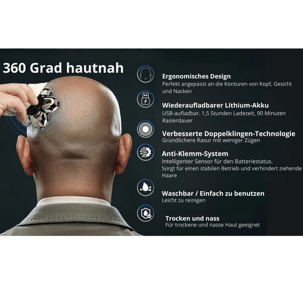 Skanto | 7D Elektrorasierer mit IP68 Wasserdichtigkeit und USB-Ladefunktion