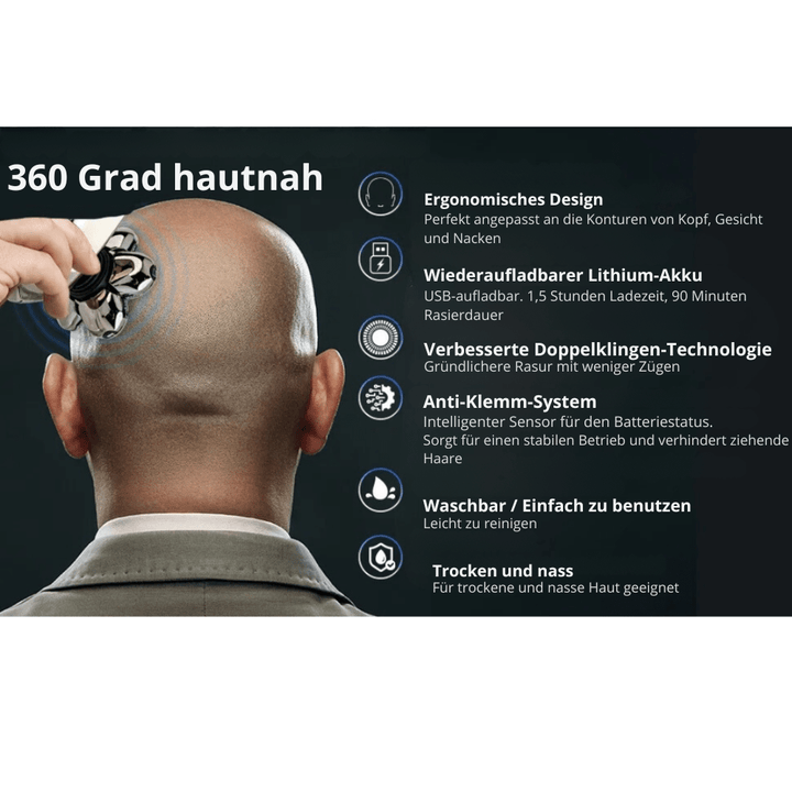 Skanto | 7D Elektrorasierer mit IP68 Wasserdichtigkeit und USB-Ladefunktion
