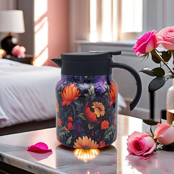 Skanto | Vintage Teekanne mit Blumenmuster – Integriertes Teesieb