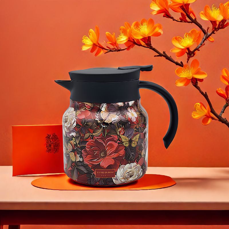 Skanto | Vintage Teekanne mit Blumenmuster – Integriertes Teesieb