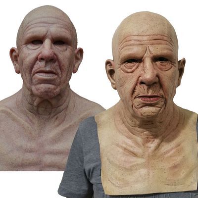 Skanto | Gruselige Alte-Mann-Maske – Realistische Latex-Halloween-Maske für Erwachsene