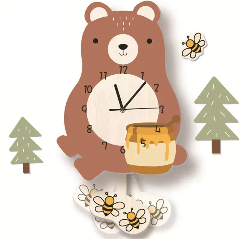 Skanto | Wanduhr - ZooTime - Süßes Tiermotiv - Perfekt fürs Kinderzimmer
