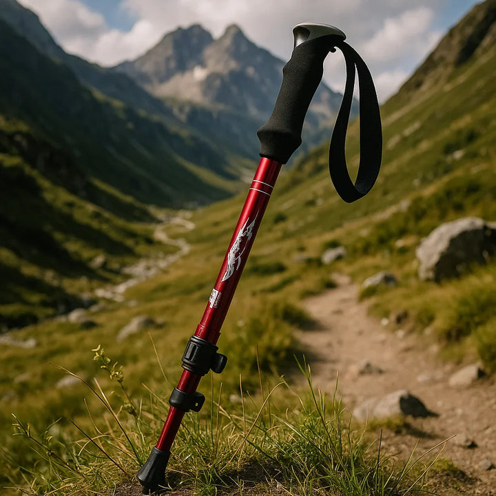 Skanto | Verstellbarer Falt-Trekkingstock für Wandern, Rucksackreisen & Outdoor-Abenteuer – Leichtes Aluminium-Design