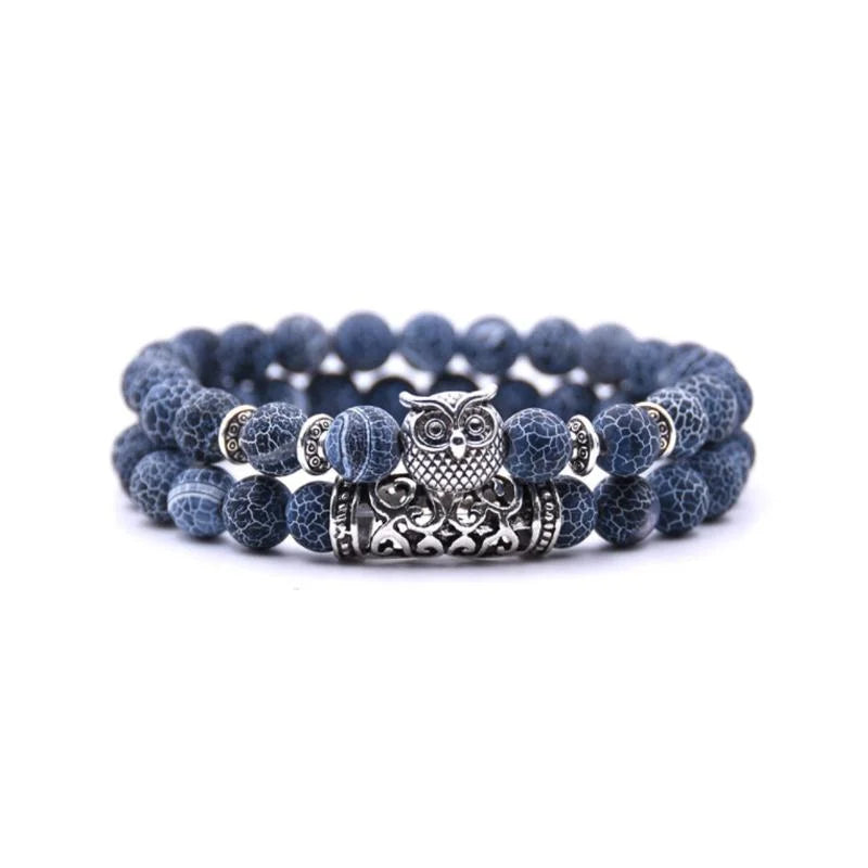 Skanto | Eulen-Charm Natursteinarmband