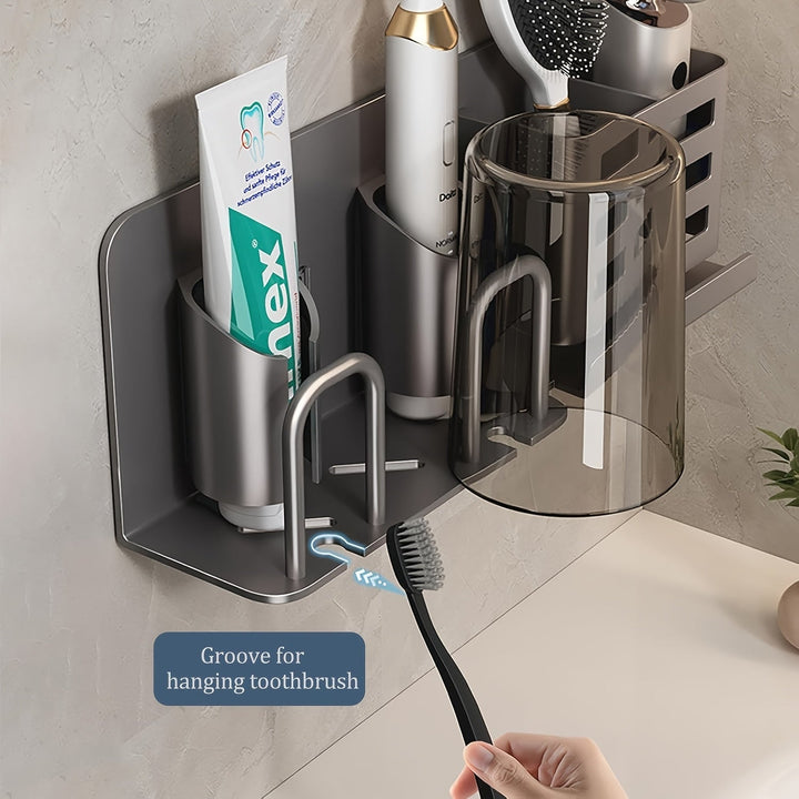 Skanto | BristleHub Wandmontierter elektrischer Zahnbürstenhalter – Aluminium-Badezimmer-Organizer mit Ablauflöchern