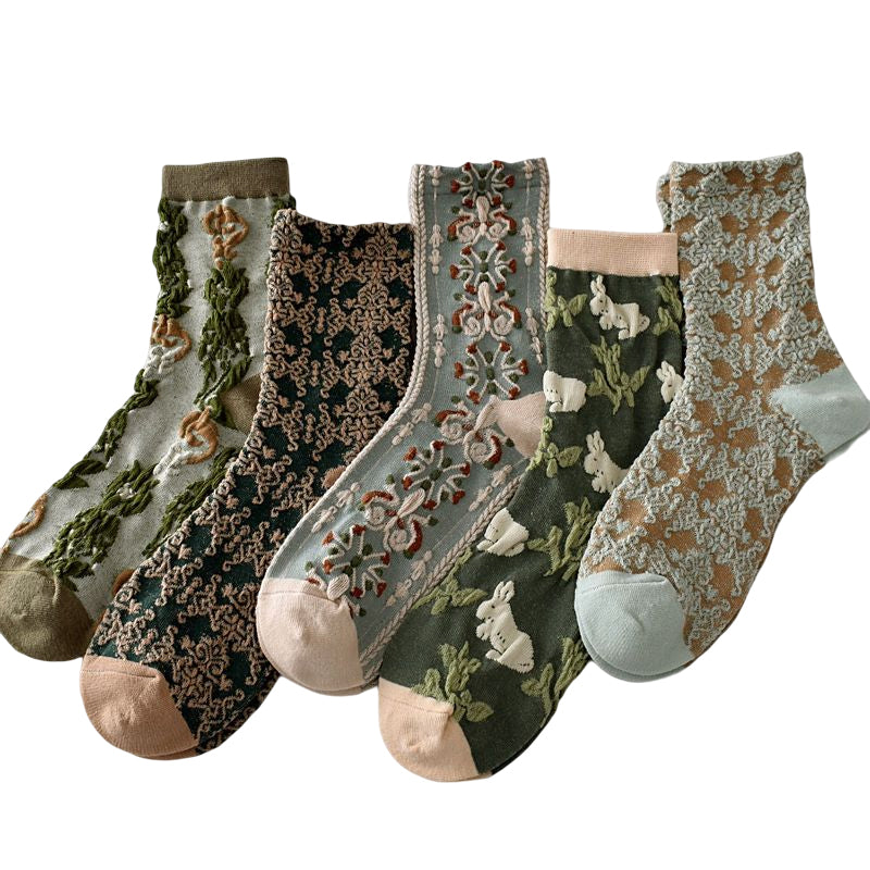 Skanto | Damen-Baumwollsocken mit Blumenmuster