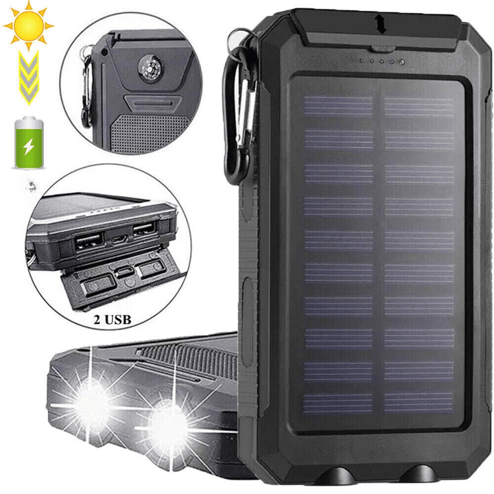 Skanto | Wasserdichte, stoßfeste Solar-Powerbank 10 000 mAh | Solar aufladbar