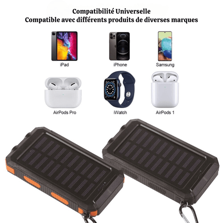 Skanto | Wasserdichte, stoßfeste Solar-Powerbank 10 000 mAh | Solar aufladbar