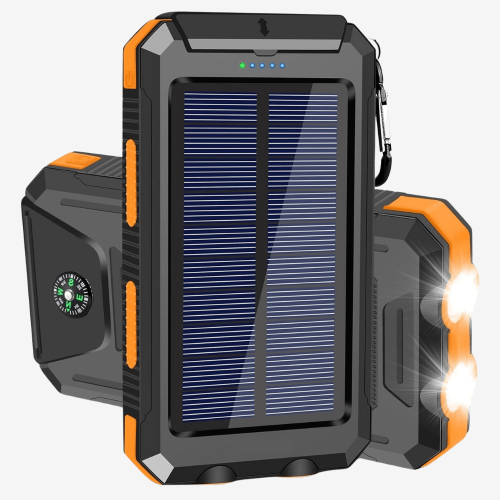 Skanto | Wasserdichte, stoßfeste Solar-Powerbank 10 000 mAh | Solar aufladbar
