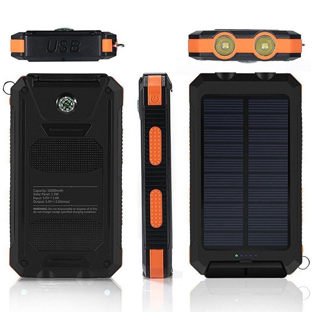 Skanto | Wasserdichte, stoßfeste Solar-Powerbank 10 000 mAh | Solar aufladbar