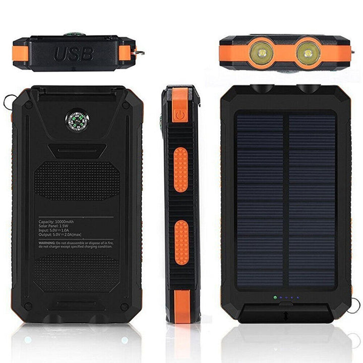 Skanto | Wasserdichte, stoßfeste Solar-Powerbank 10 000 mAh | Solar aufladbar