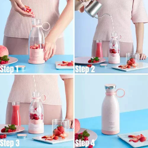Skanto | Kompakter tragbarer Smoothie-Mixer mit Fruchtbehälter und Trinkdeckel