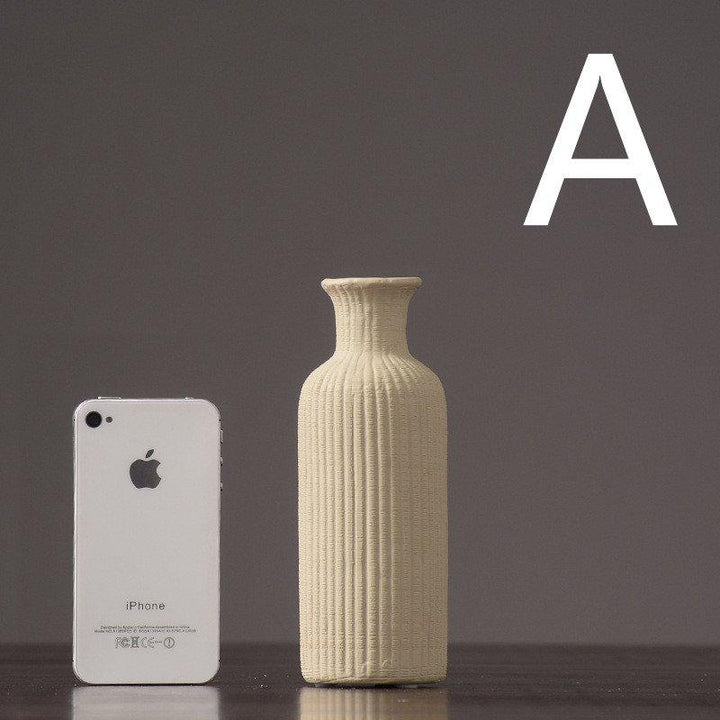 Skanto | Braun Beige Grau Keramik Blumenvase Topf │ Wohnaccessoire