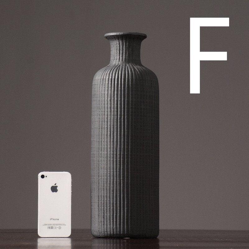 Skanto | Braun Beige Grau Keramik Blumenvase Topf │ Wohnaccessoire