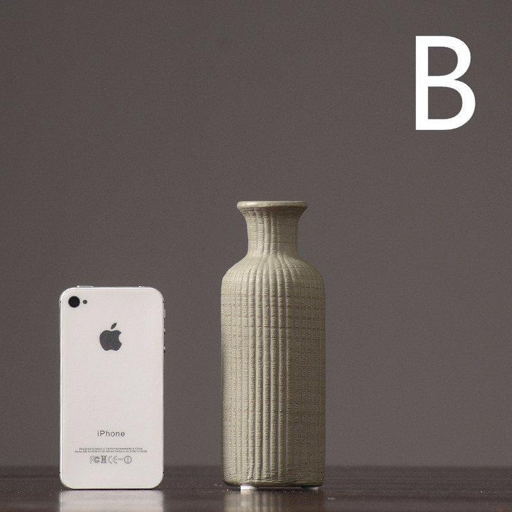 Skanto | Braun Beige Grau Keramik Blumenvase Topf │ Wohnaccessoire