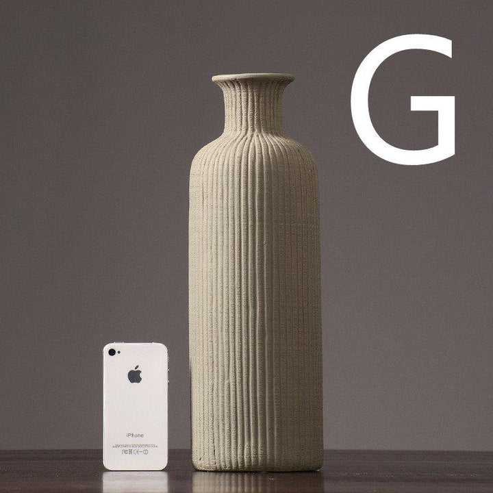 Skanto | Braun Beige Grau Keramik Blumenvase Topf │ Wohnaccessoire