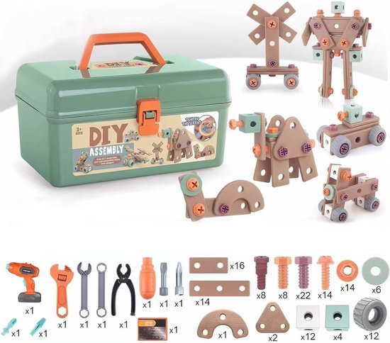 Skanto | Buildmaster Werkzeugset – 100-teiliges Konstruktionsspielzeug für kreative Kinder
