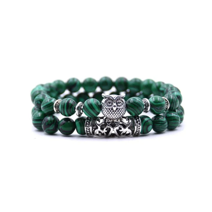Skanto | Eulen-Charm Natursteinarmband