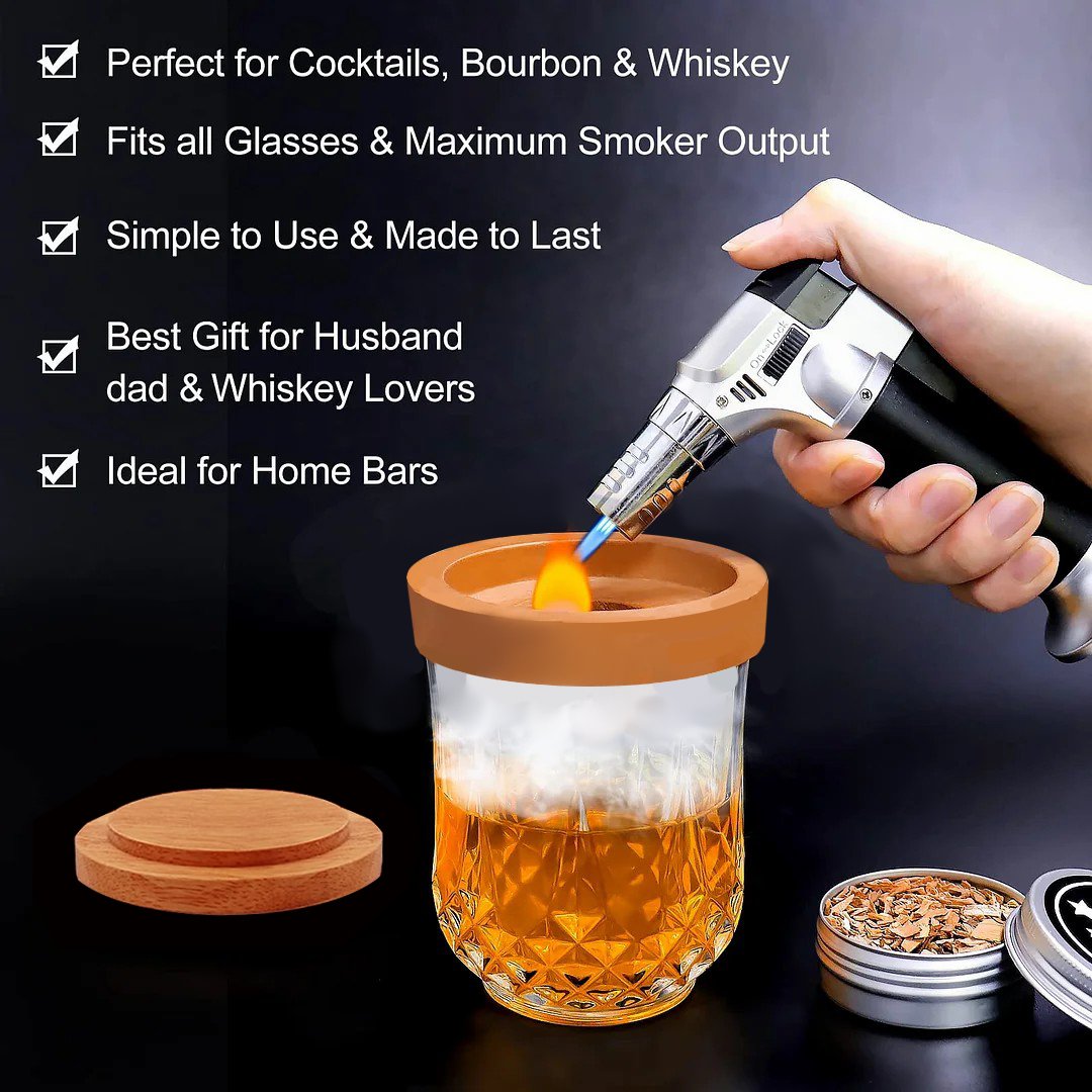 Skanto | Cocktail-Räuchergerät mit 8 Geschmacksrichtungen – Bourbon Whiskey Geschenke für Männer