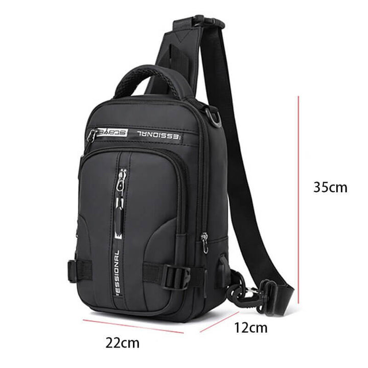 Skanto | Wasserdichte Oxford Umhängetasche, Anti-Diebstahl Sling Bag, USB-Ladefunktion & Multi-Pocket-Design