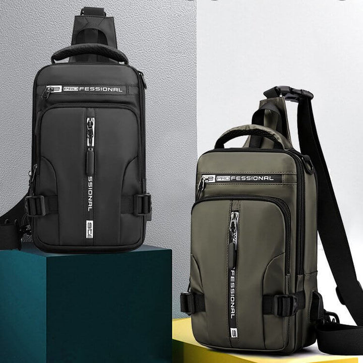 Skanto | Wasserdichte Oxford Umhängetasche, Anti-Diebstahl Sling Bag, USB-Ladefunktion & Multi-Pocket-Design