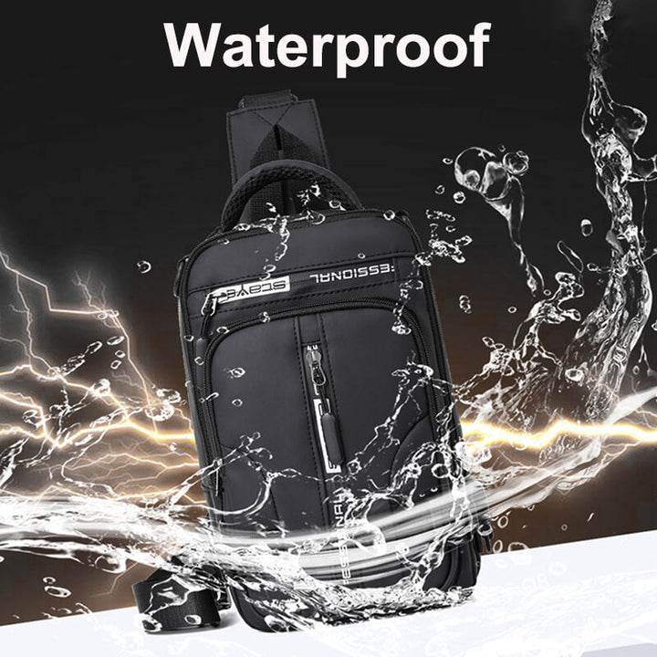 Skanto | Wasserdichte Oxford Umhängetasche, Anti-Diebstahl Sling Bag, USB-Ladefunktion & Multi-Pocket-Design