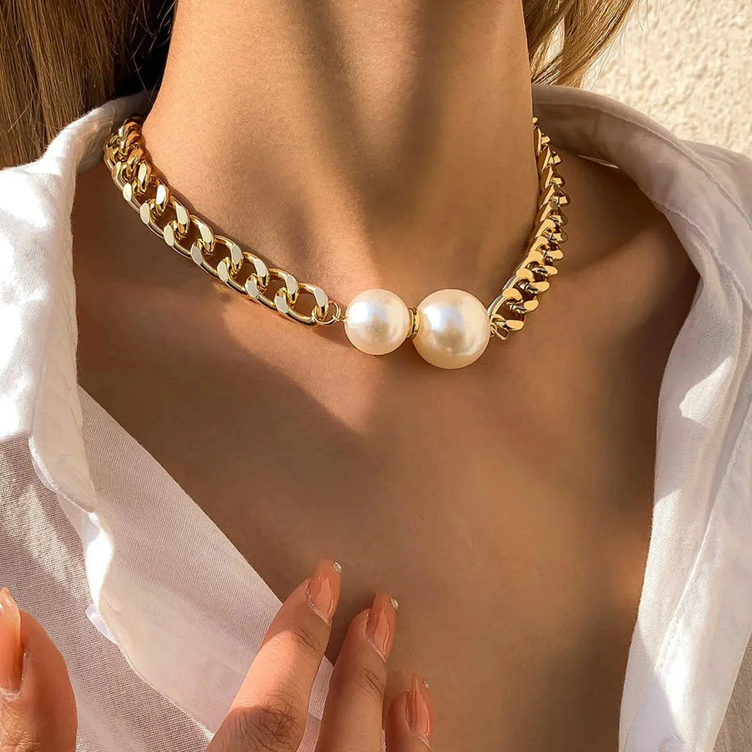 Skanto | Cuban Link Chain Halskette mit Perlenenden