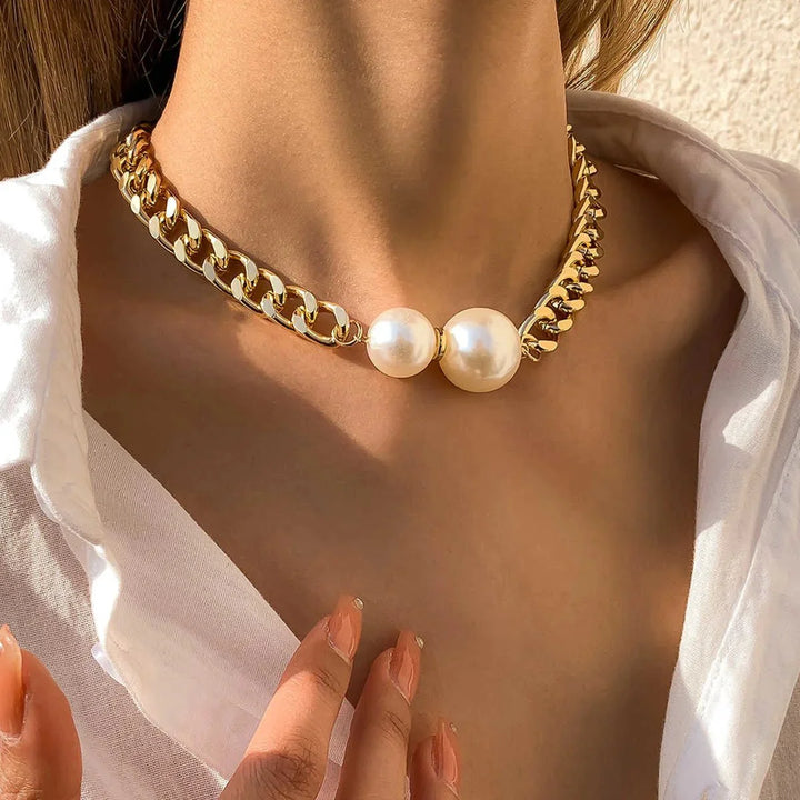Skanto | Cuban Link Chain Halskette mit Perlenenden