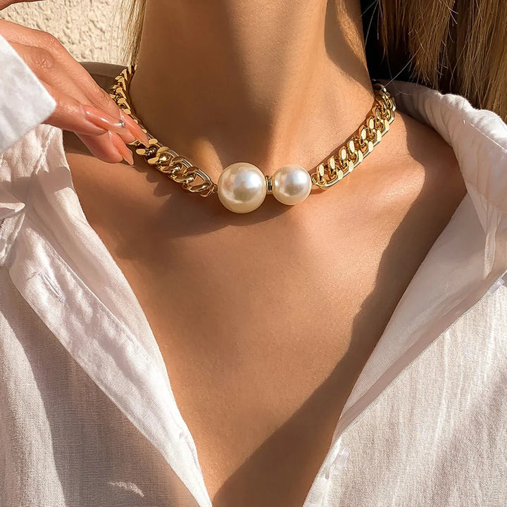 Skanto | Cuban Link Chain Halskette mit Perlenenden