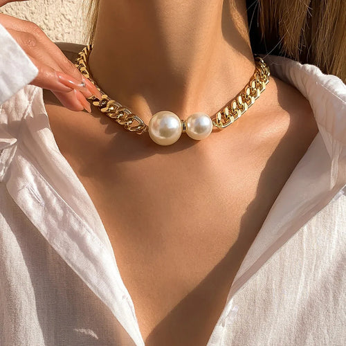 Skanto | Cuban Link Chain Halskette mit Perlenenden