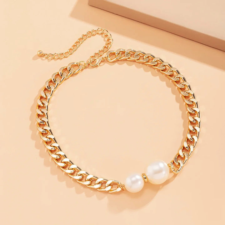 Skanto | Cuban Link Chain Halskette mit Perlenenden