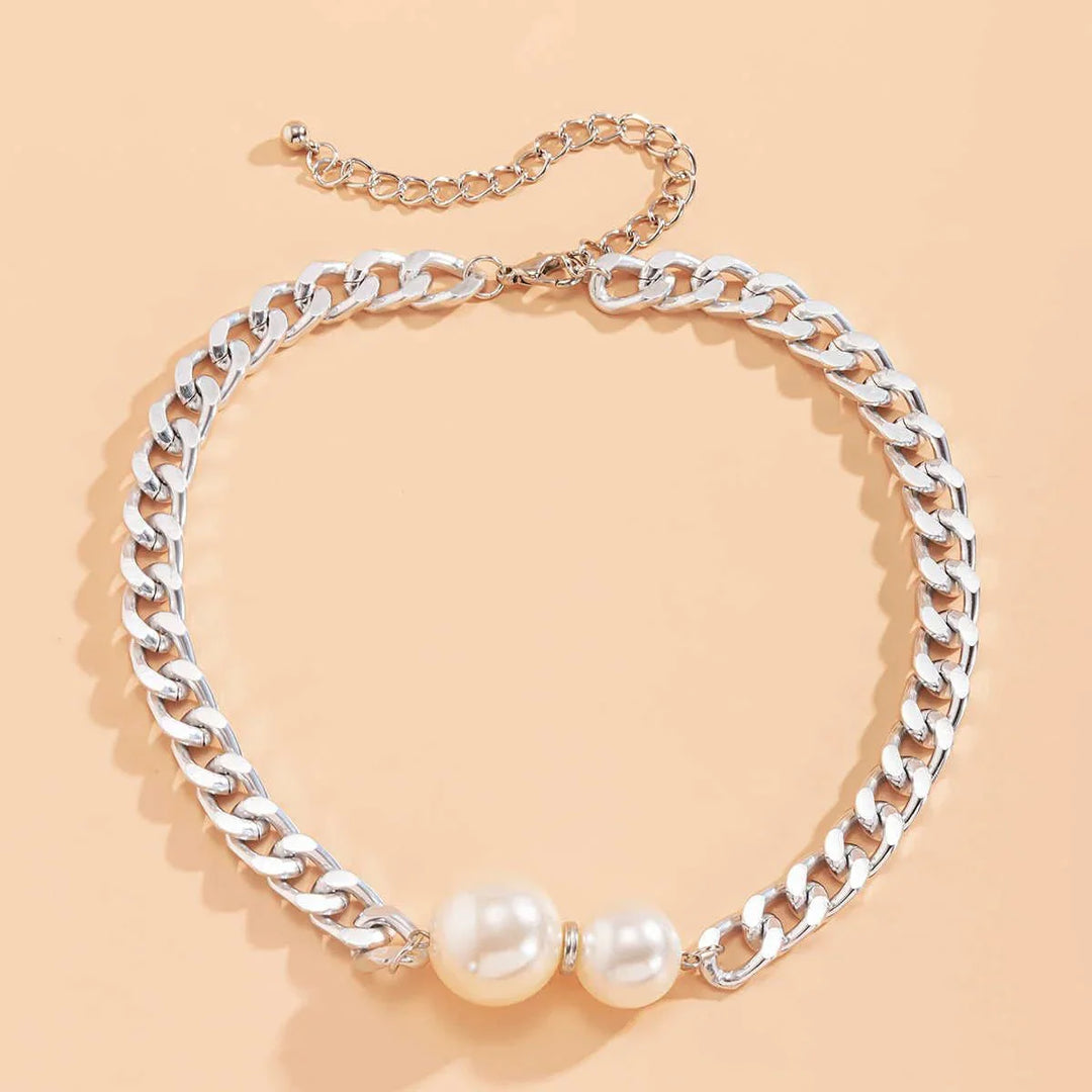 Skanto | Cuban Link Chain Halskette mit Perlenenden