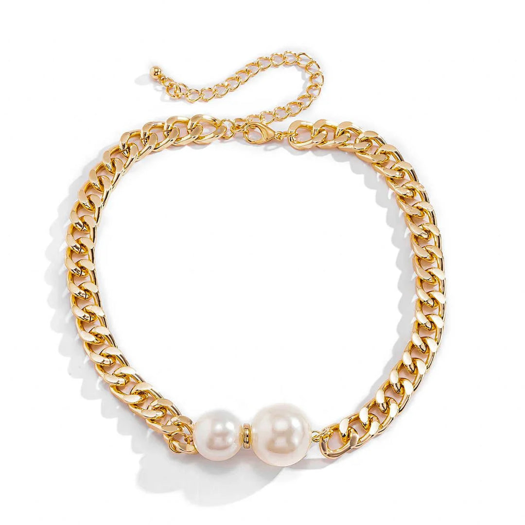 Skanto | Cuban Link Chain Halskette mit Perlenenden