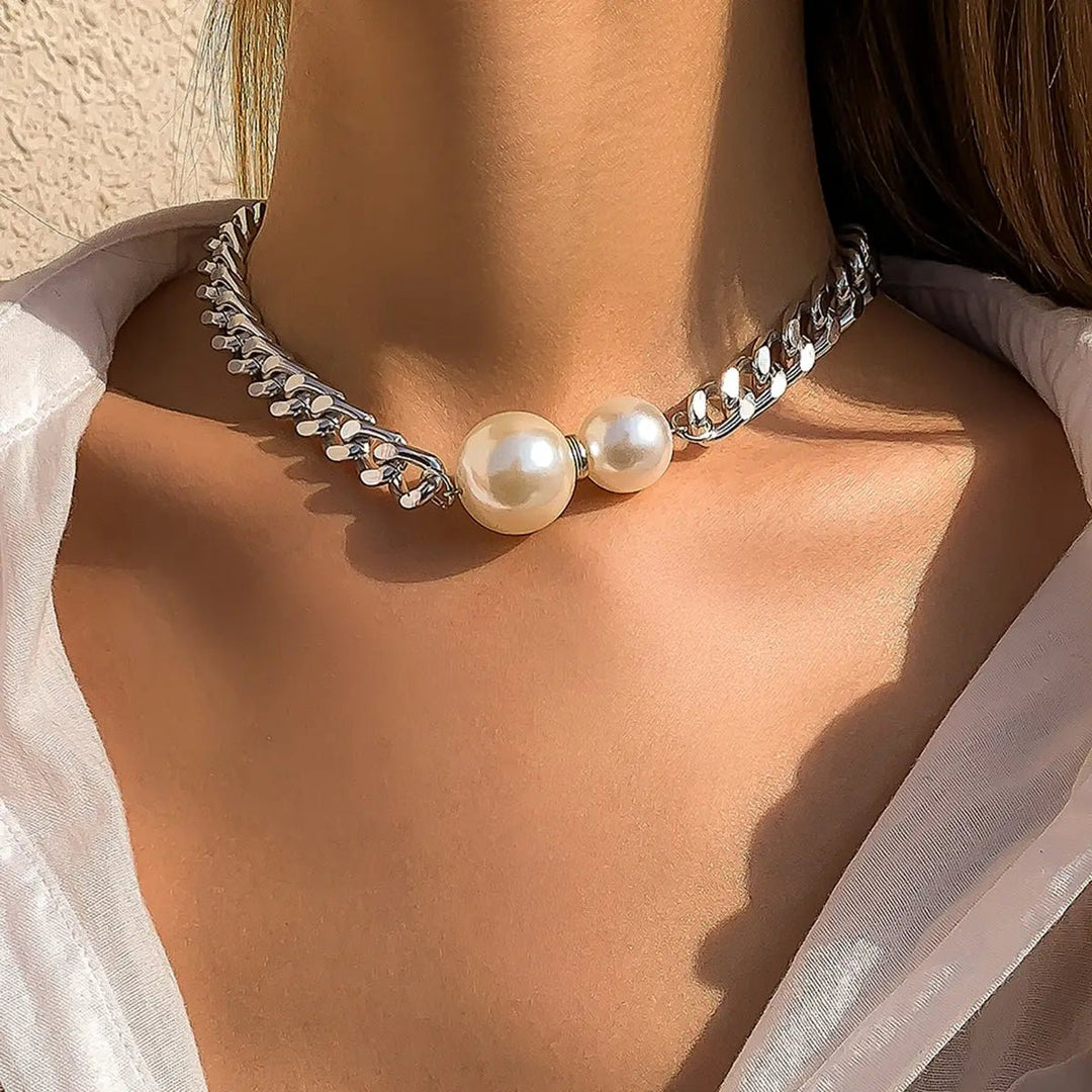 Skanto | Cuban Link Chain Halskette mit Perlenenden
