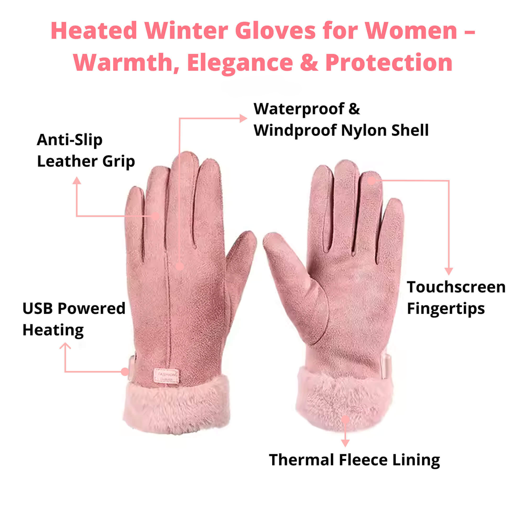 Heizbare Handschuhe für Damen UK – Damen Thermo wasserdichte Winterhandschuhe mit Touchscreen & USB wiederaufladbares warmes Design
