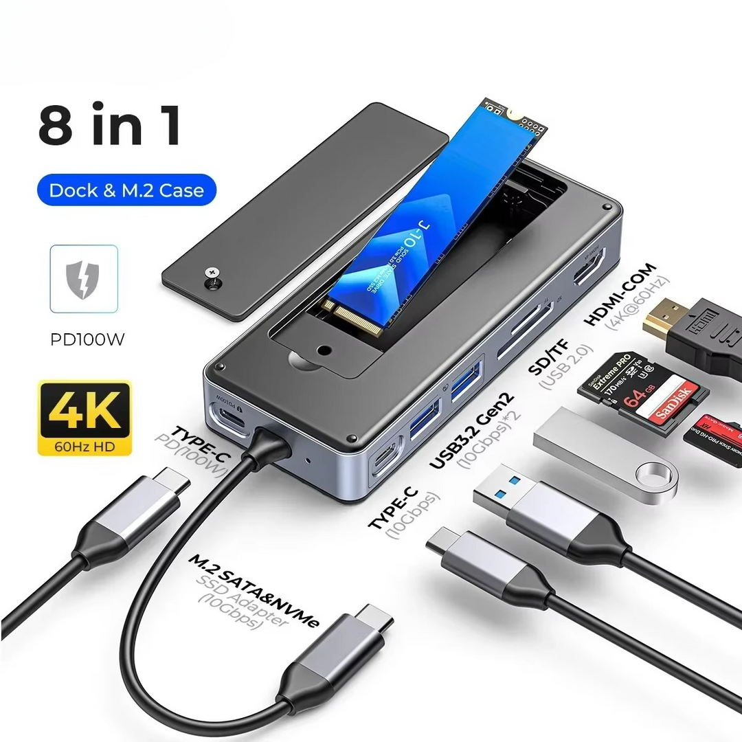 Skanto | Ultimative USB-C Laptop-Dockingstation mit integriertem SSD-Gehäuse