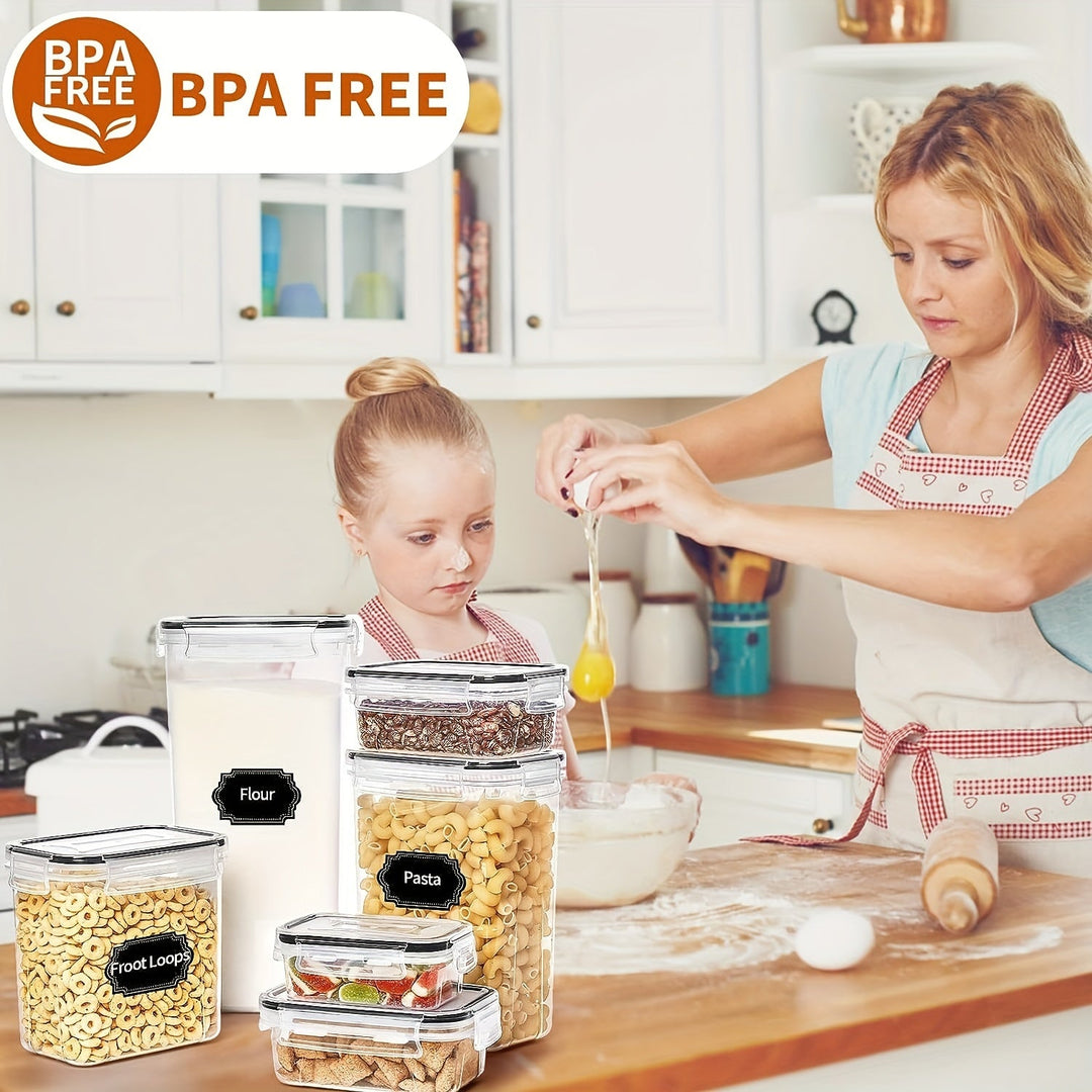 Skanto | Skroam 36er-Pack luftdichte Lebensmittelbehälter: BPA-freier Kunststoff mit Deckeln, Etiketten & Markern für die Küchen- und Vorratsschrankorganisation – Ideal für Mehl, Zucker & Müsli