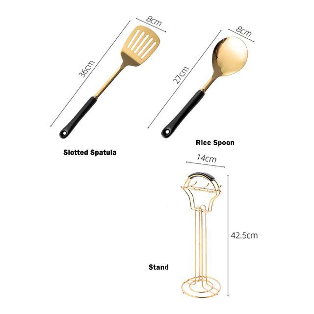 Skanto | Goldene Küchenutensilien mit Ständer