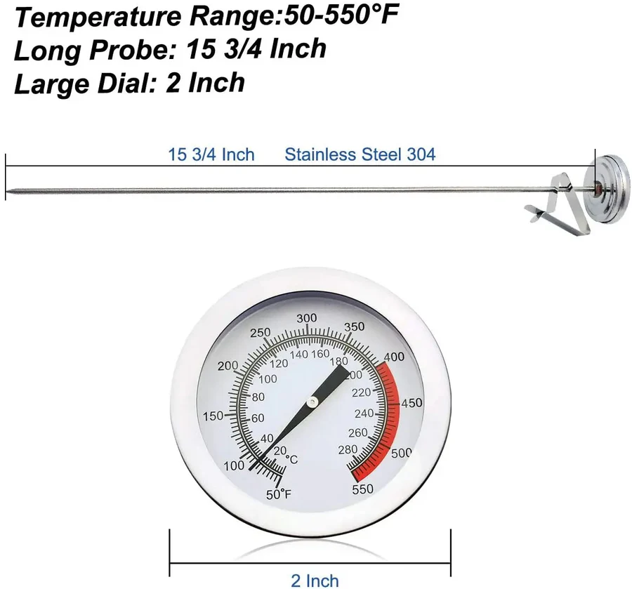 Skanto | Fritteusen-Thermometer aus Edelstahl mit langem Fühler