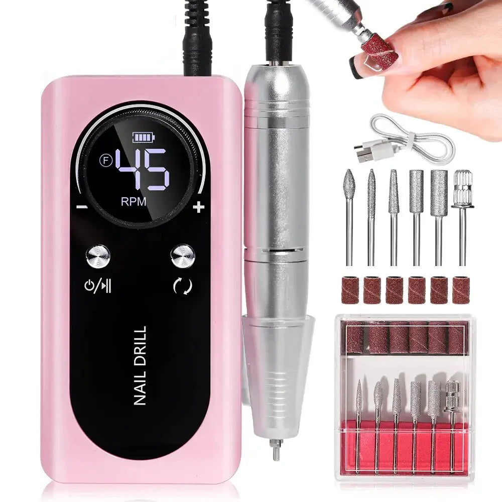 Skanto | ProNail 45000RPM Elektrische Nagelfeile – Tragbare, wiederaufladbare E-Feile für Maniküre & Acrylnägel | Geräuscharm