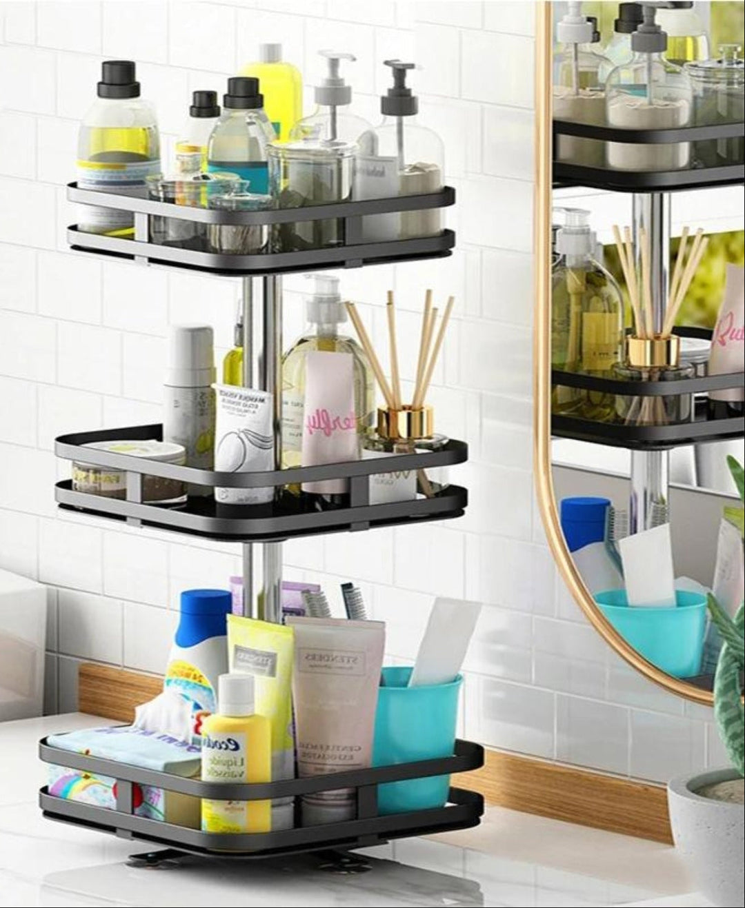 Skanto Skanto | TwistRack 360° – Drehbarer Lagerregal | Platzsparender verstellbarer Organizer für Küche, Bad und Zuhause