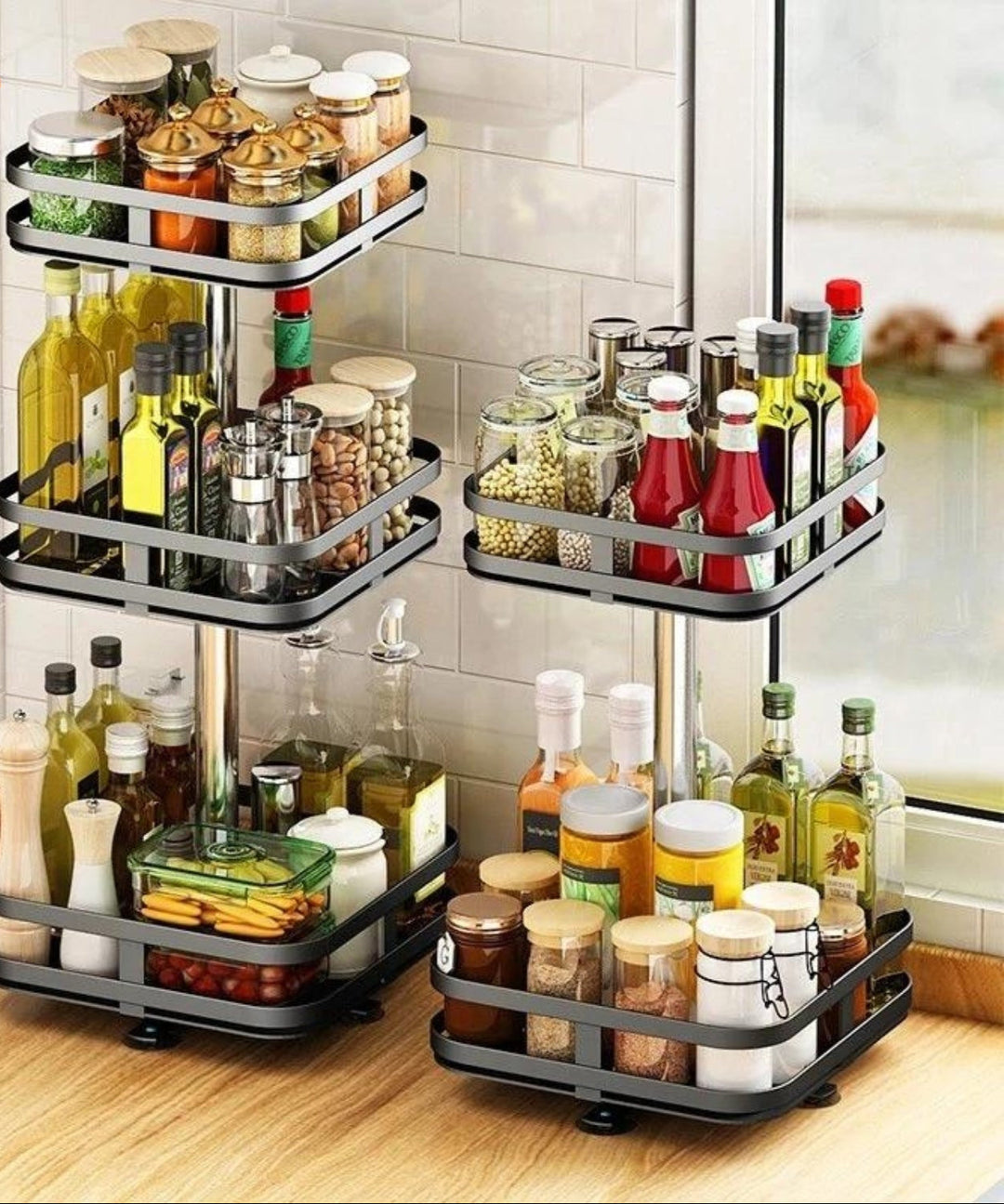 Skanto Skanto | TwistRack 360° – Drehbarer Lagerregal | Platzsparender verstellbarer Organizer für Küche, Bad und Zuhause