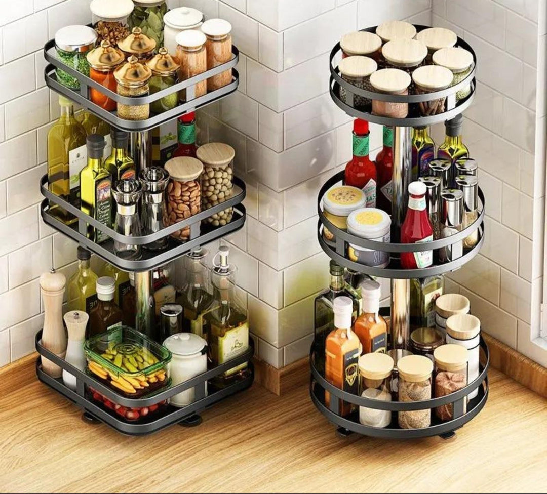 Skanto Skanto | TwistRack 360° – Drehbarer Lagerregal | Platzsparender verstellbarer Organizer für Küche, Bad und Zuhause