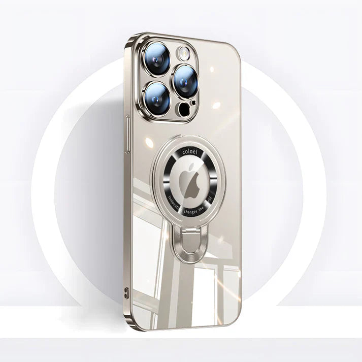Skanto | iPhone MagSafe Serie | Transparente galvanisierte drehbare Desktop-Handyhülle