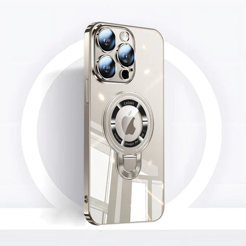 Skanto | iPhone MagSafe Serie | Transparente galvanisierte drehbare Desktop-Handyhülle