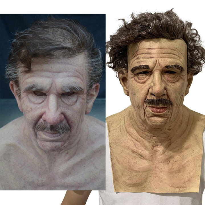 Skanto | Gruselige Alte-Mann-Maske – Realistische Latex-Halloween-Maske für Erwachsene