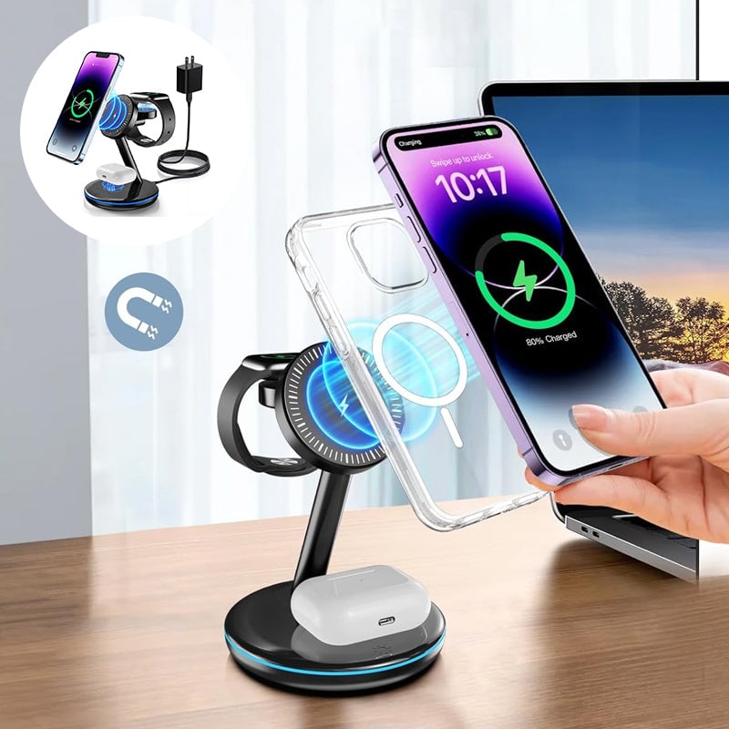 Skanto | Faltbares magnetisches 3-in-1 Wireless Ladegerät