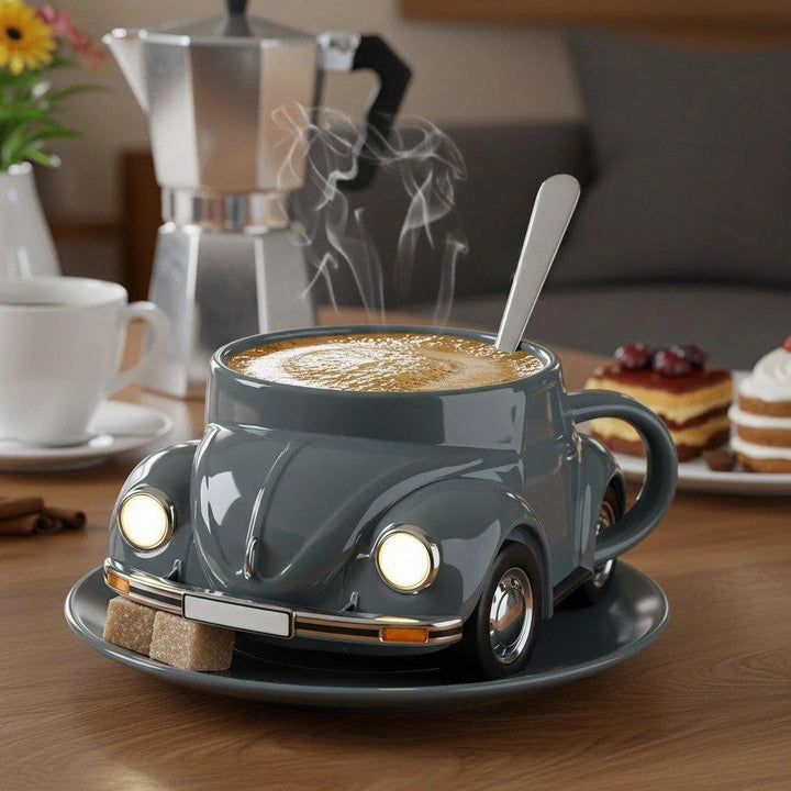 Skanto | RetroCar Keramik-Kaffeetasse – Einzigartiges 3D-Design für Kaffee & Tee