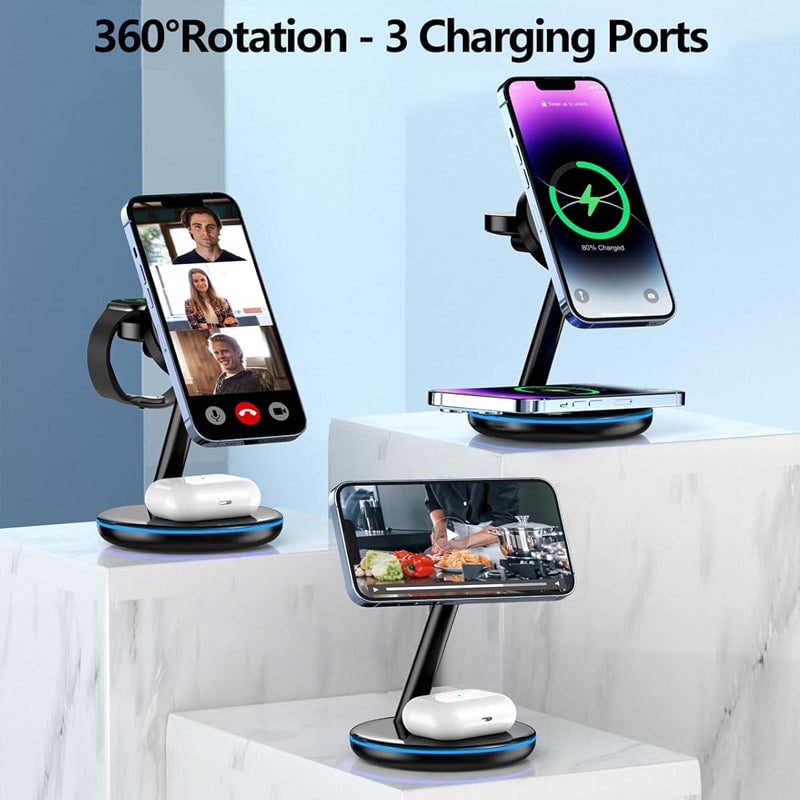 Skanto | Faltbares magnetisches 3-in-1 Wireless Ladegerät