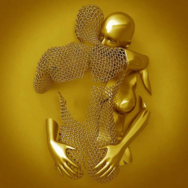 Skanto | Liebes-Leinwand mit eleganter Metallfigur im modernen Design